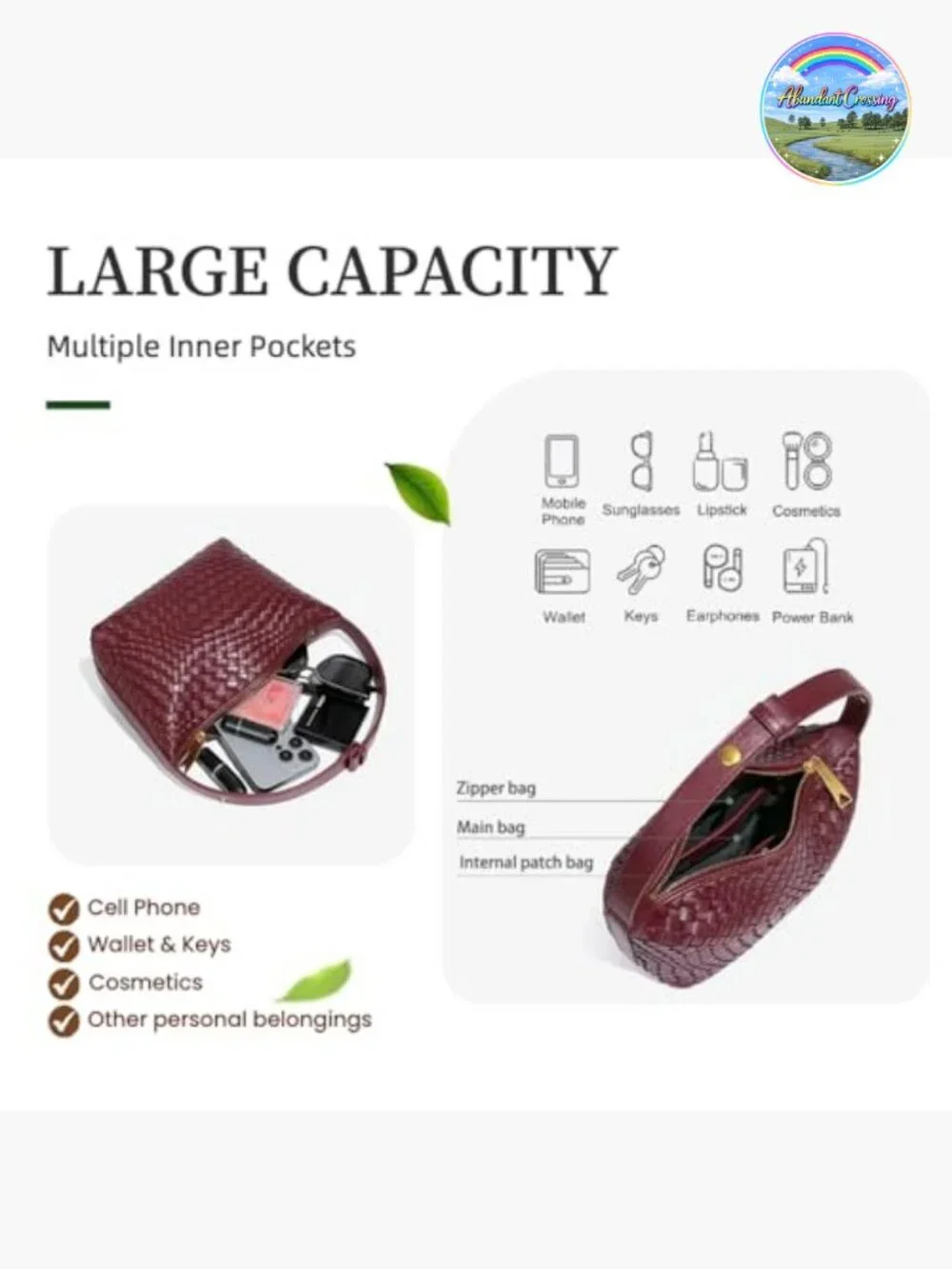 Mini Woven Hobo Tote Handbag Vegan Leather Shoulder Bag Purse